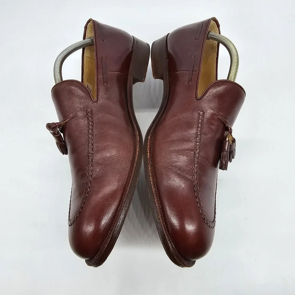 Guido Mocasines Loafer 497 Burgundy Tassel Argentina Handcrafted $320 Size 10.5‎